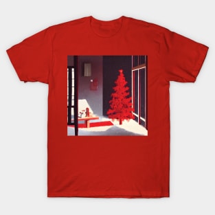 Red Christmas Tree Season of Xmas Winter Snow at the Neighborhood T-Shirt